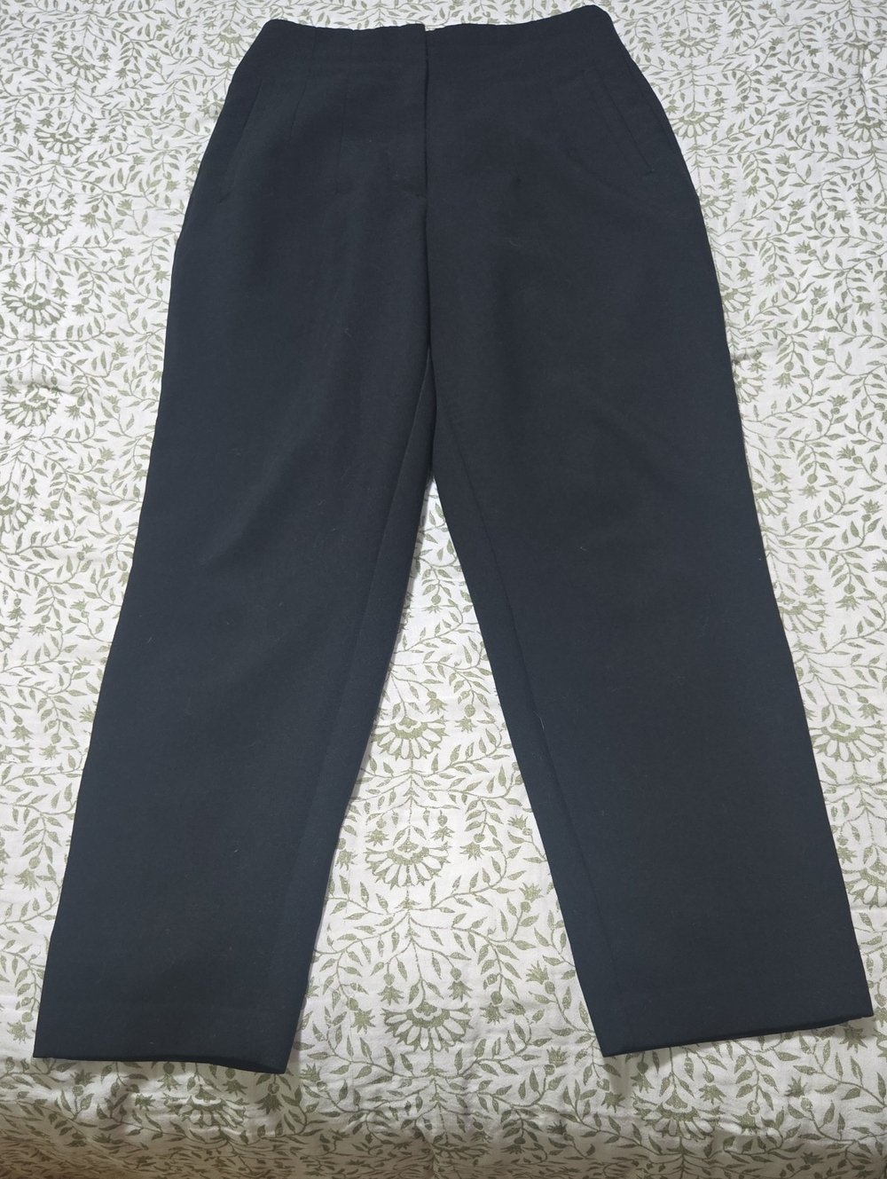 Zara Women Black High Taper Waist Straight Ankle Trousers
